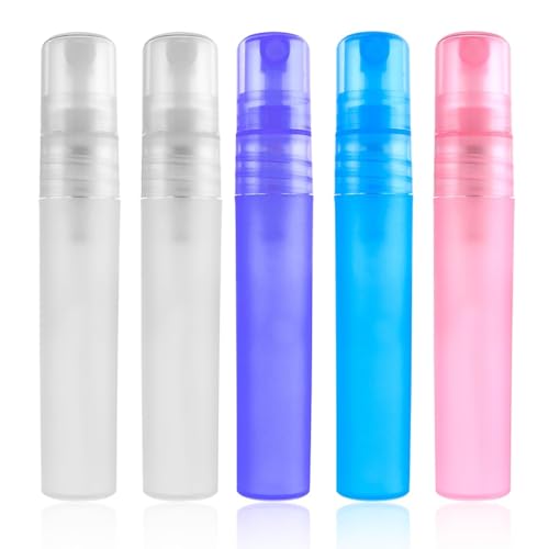 Visxcnu 5 Packungen 5ml Tragbare Mini Sprühflaschen, Nachfüllbare Parfümflaschen Reisegröße Kleine Probe Leere Flaschenbehälter Reiseausflüge Sprühboxen Spender für Parfüm Make up Entferner von Visxcnu