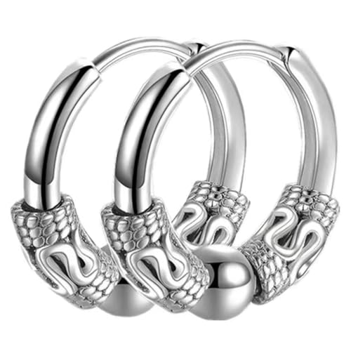 Visxcnu Creolen Medizinischer Edelstahl Vintage Perforierter Knorpelschmuck Ohrring Creolen Geeignet für Ohrringe Hypoallergen Silber Männer und Frauen Punk Hip Hop von Visxcnu