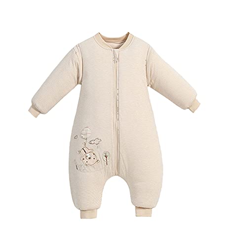 Visyaa Baby Schlafsack mit Beinen Warm Gefüttert Winter Langarm Winterschlafsack Junge Mädchen Overall Schlafanzug mit abnehmbaren Ärmeln von Visyaa