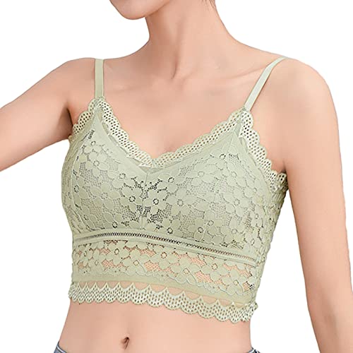 Visyaa Damen BH Ohne Bügel Push up Yoga Spitze Bra Top mit Abnehmbare Pad Trägern Spitzen BH Bralette von Visyaa