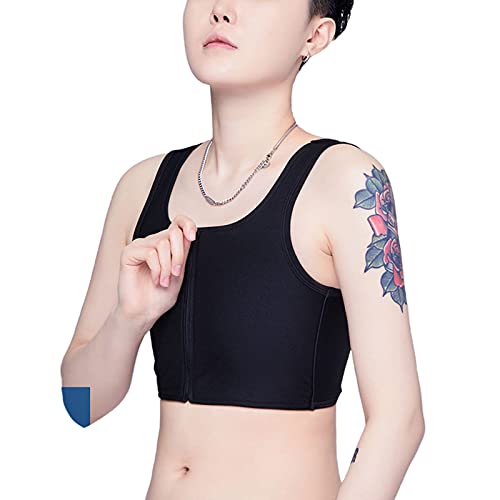 Visyaa Damen Korsett Brustbinder Tomboy Trans Lesbian Kurz Tank Top Bralette Atmungsaktives Bustiers mit Vorder Reißverschluss von Visyaa