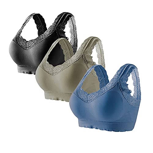 Visyaa Damen Spitze Wohlfühl BH Ohne Bügel Push Up Polsterung Yoga BH U-Form Back Lace Bra Schlaf BH von Visyaa