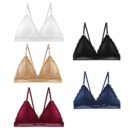 Visyaa Damen Spitzen BH Atmungsaktiv Komfortabel Bustier Crop Top Ohne Bügel Rückenfrei Bralette mit Abnehmbare Gepolstert Cup von Visyaa