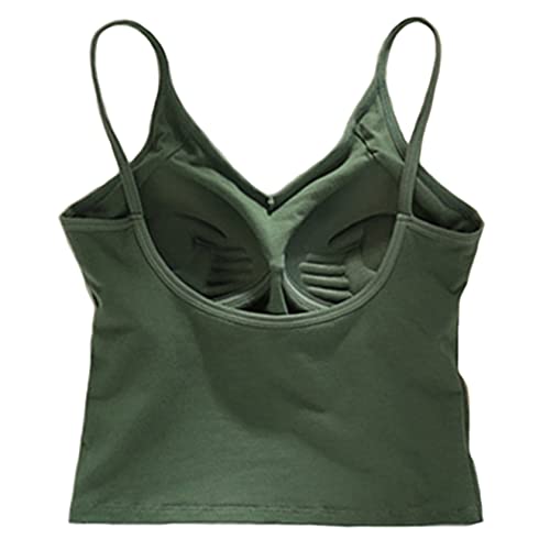 Visyaa Damen Unterhemd BH Hemd Basic V-Ausschnitt Eingebauter BH Spaghettiträger Top U Form Rücken Bügelloser Gepolstert Tank Tops von Visyaa