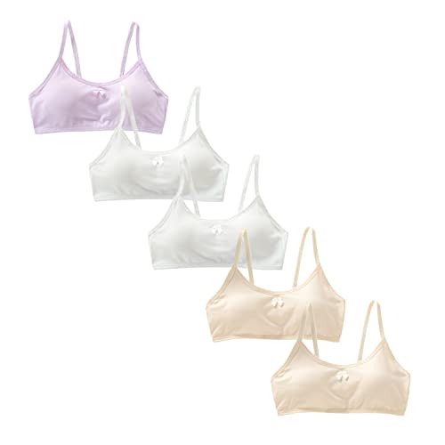 Visyaa Mädchen Sport BH Spaghettiträger Bustier mit abnehmbar Brustpolster Schüler Baumwolle Atmungsaktiven Bralette 8-15 Jahre von Visyaa