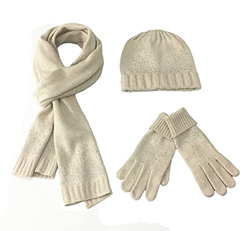 Visyaa Strickmütze Damen Winter Mütze Schal Handschuh Set Beanie Gestrickt Mütze Set Geschenk Winterzubehör von Visyaa