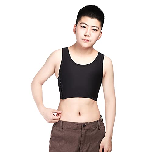 Visyaa Trans Lesbian Tomboy Tank Tops Atmungsaktiv Korsetts Kurz Cosplay Brust Binder Body Shaper Weste mit 3 Reihen Haken von Visyaa