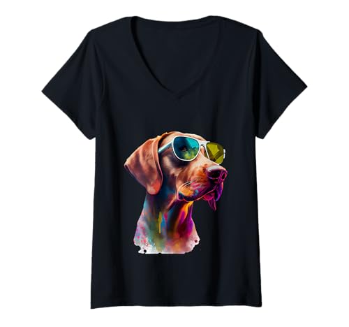 Damen Viszla T-Shirt mit V-Ausschnitt Damen Viszla T-Shirt mit V-Ausschnitt von Viszla Hunde Fan Besitzer Geschenke Bekleidung & D