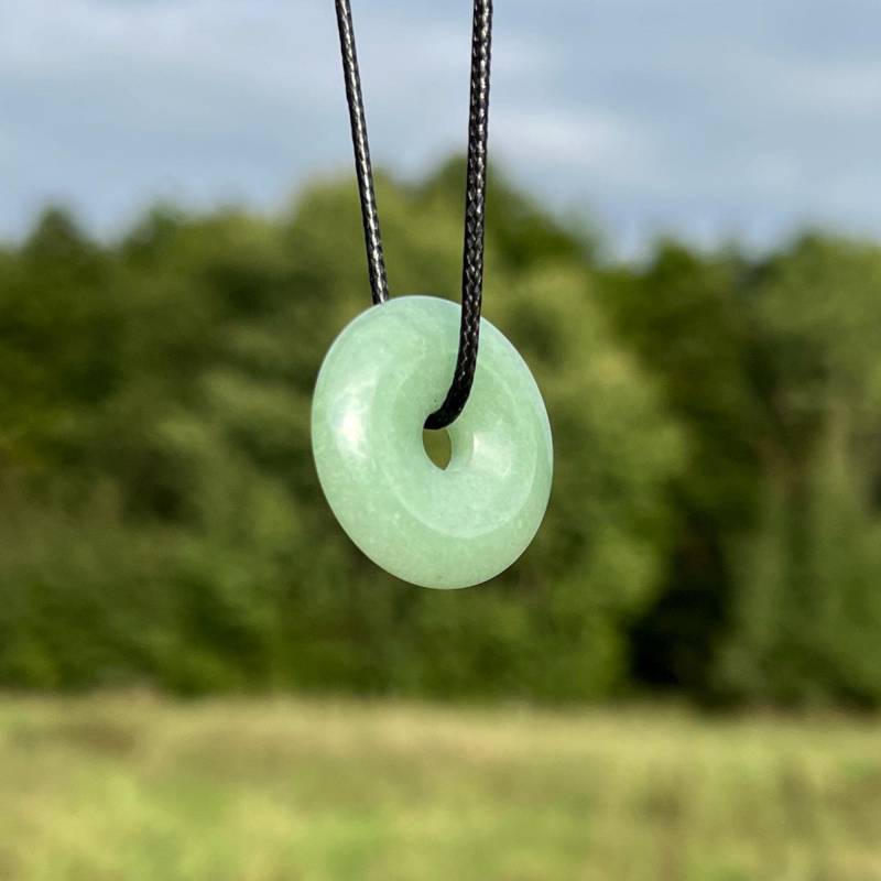 Halskette Mit Aventurin Donut Anhänger - Natürlicher Unisex-Kreisanhänger An Verstellbarer Kordel Halskette Mit Aventurin Donut Anhänger - Natürlicher Unisex-Kreisanhänger An Verstellbarer Kordel von VitaArtdesign