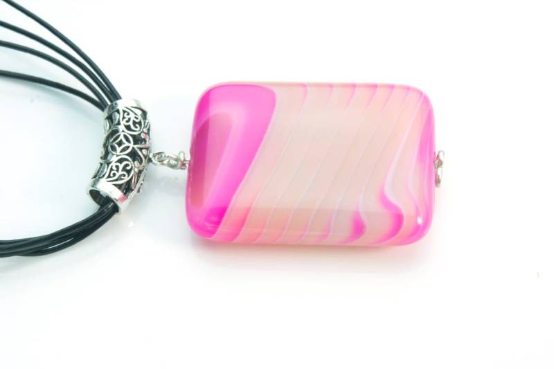 Achat Perlen Halskette - Erklärung Schnur Lederband Silbernen Filigranen Schmuck Großer Edelstein Anhänger von VitaGems
