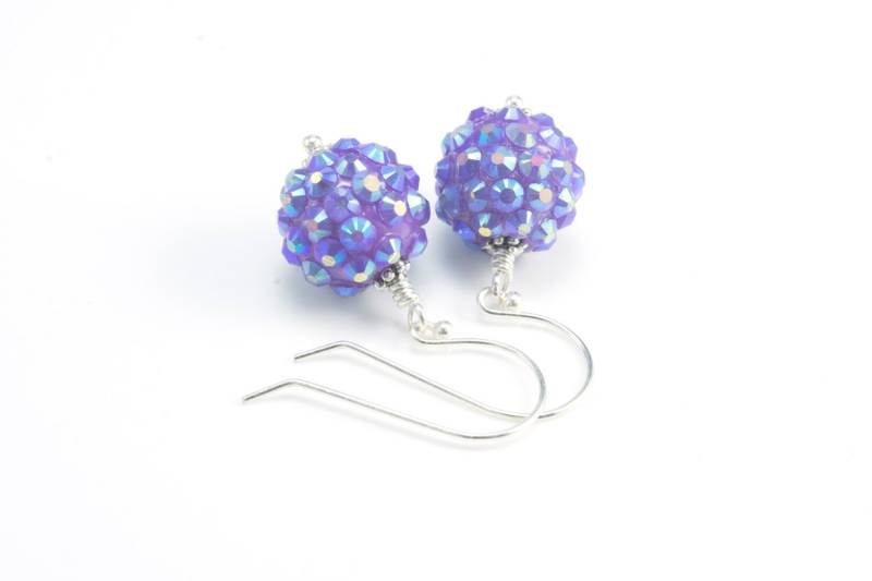 Blau Acryl Baumeln Ohrringe - Handgefertigte Sterling Silber Schmuck Silber Ohrring Und Harz Runde Perlen Blau Acryl Baumeln Ohrringe - Handgefertigte Sterling Silber Schmuck Silber Ohrring Und Harz Runde Perlen von VitaGems