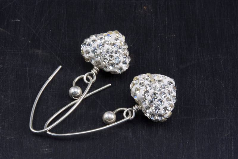 Bling Ohrringe - Solid Weiß Kristall Schmuck Klar Strass Funkel-Kristall-Schmuck Handarbeit Bling Ohrringe - Solid Weiß Kristall Schmuck Klar Strass Funkel-Kristall-Schmuck Handarbeit von VitaGems