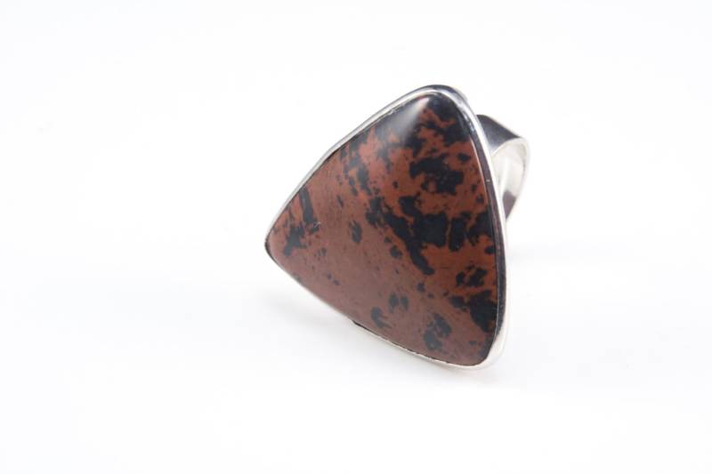 Kaffee Dreieck Edelstein Ring - Mahagony Obsidian Braun-Edelstein-Schmuck Handgefertigte Kupfer Schmuck Größe 8, 5-11 von VitaGems