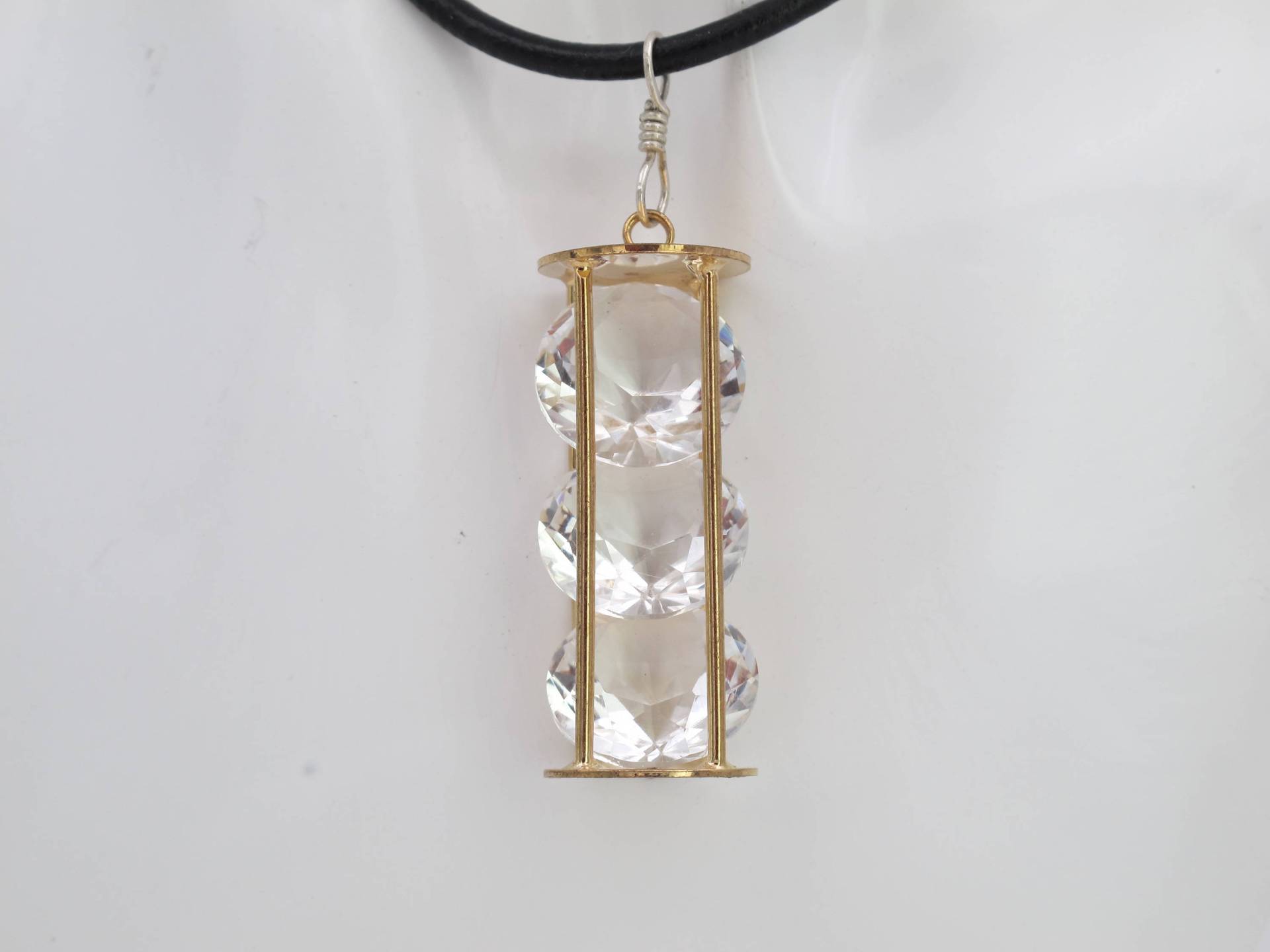 Klare Kristall Halskette, Statement-Kristall-Halskette, Lange Anhänger Diamant-Form-Kristall-Anhänger, Vergoldet Messing-Anhänger von VitaGems