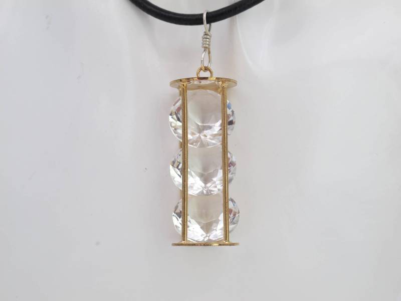 Klare Kristall Halskette, Statement-Kristall-Halskette, Lange Anhänger Diamant-Form-Kristall-Anhänger, Vergoldet Messing-Anhänger von VitaGems