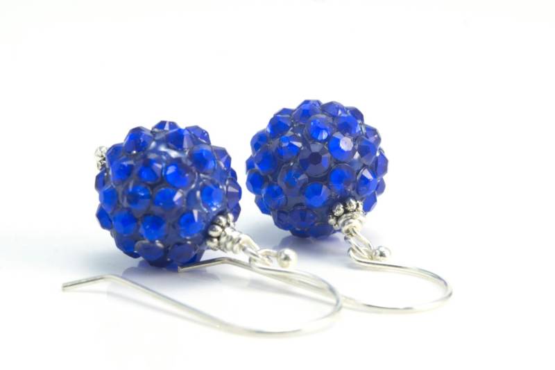 Königsblau Acrylharz Baumelnde Ohrringe - Sparkle Runde Perlen Blingbling Kugel Schmuck Handgefertigte Königsblau Acrylharz Baumelnde Ohrringe - Sparkle Runde Perlen Blingbling Kugel Schmuck Handgefertigte von VitaGems