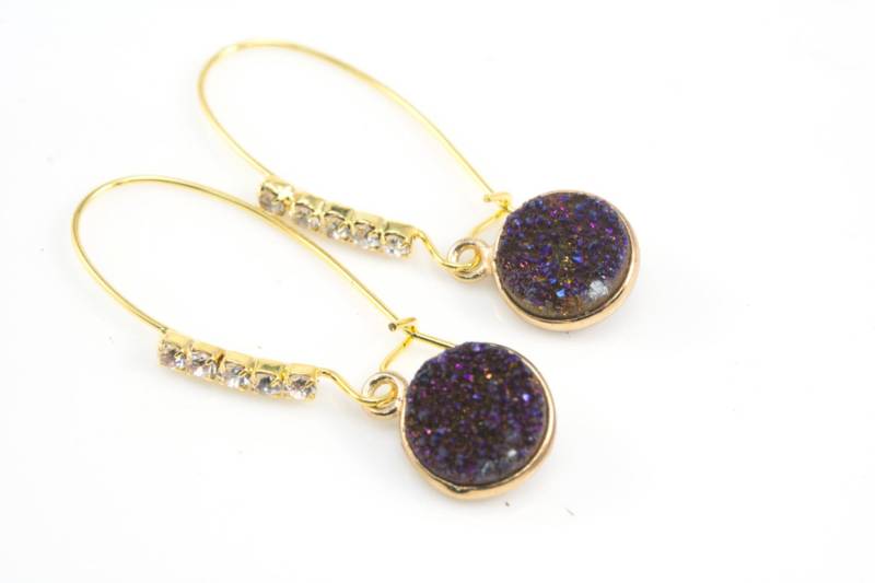 Lila Geode Quarz Ohrringe - Druzy Edelstein Natürliche Stein Kristallschmuck Anweisung Lila Geode Quarz Ohrringe - Druzy Edelstein Natürliche Stein Kristallschmuck Anweisung von VitaGems