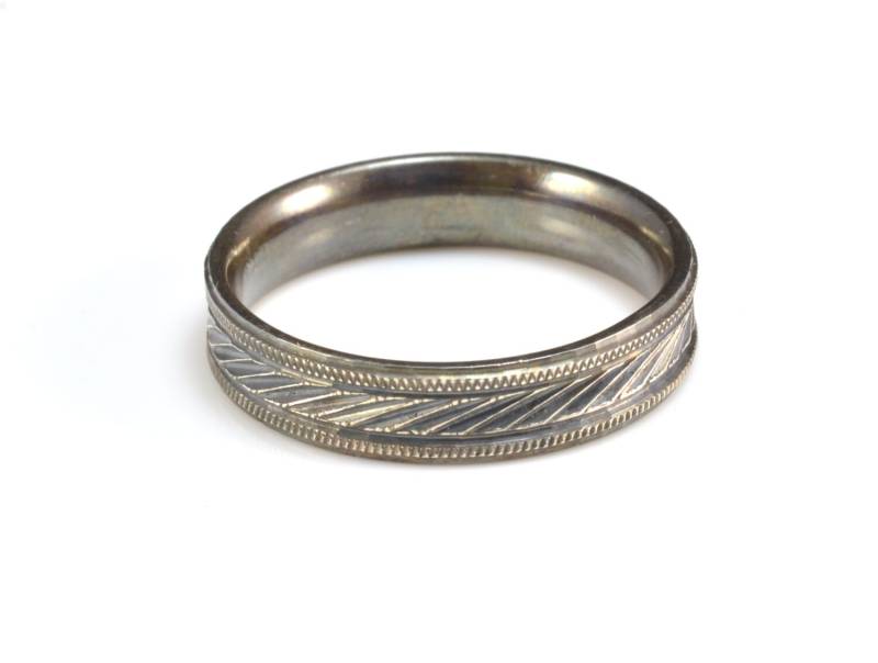 Muster 925 Sterling Silberring, Schwarzer Ring, Oxidiertem Massiver Feiner Silberring-Größe 9 von VitaGems