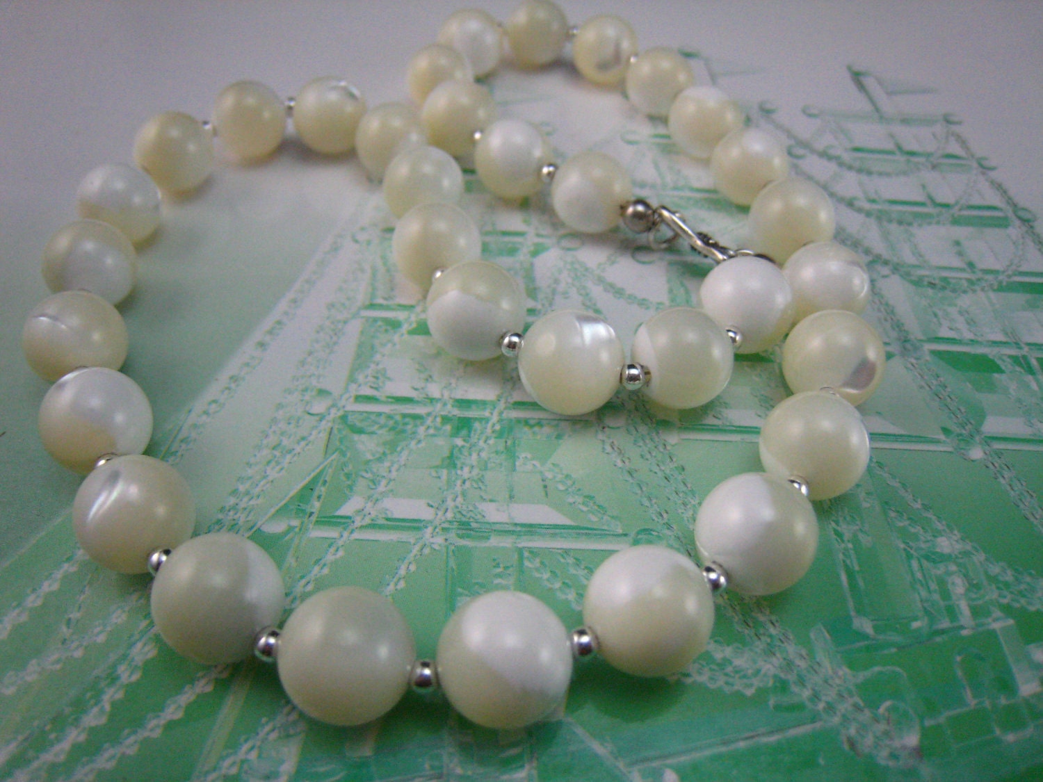 Perlmutt-Halskette Sterling Silber, 10 Mm Weiße Perlmuttperle von VitaGems