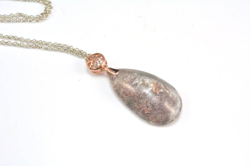 Phantom Quarz-Anhänger, Kette, Edelstein Teardrop Anhänger, Briolette Sterling Silber Kette Anhänger Phantom Quarz-Anhänger, Kette, Edelstein Teardrop Anhänger, Briolette Sterling Silber Kette Anhänger von VitaGems