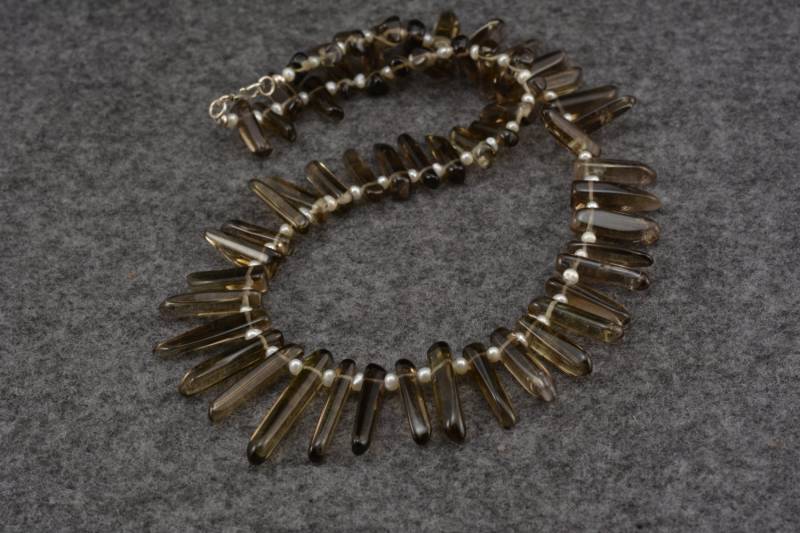 Rauchquarz Halskette, Abgestufte Punkt Halskette, Handgemachter Schmuck, Perlenschmuck Rauchquarz Halskette, Abgestufte Punkt Halskette, Handgemachter Schmuck, Perlenschmuck von VitaGems
