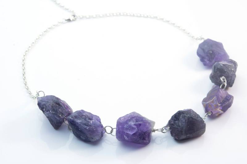 Roher Amethyst Halskette - Edelstein Schmuck Sterling Silber Kette Roher Rohstein Handgemachter Roher Amethyst Halskette - Edelstein Schmuck Sterling Silber Kette Roher Rohstein Handgemachter von VitaGems