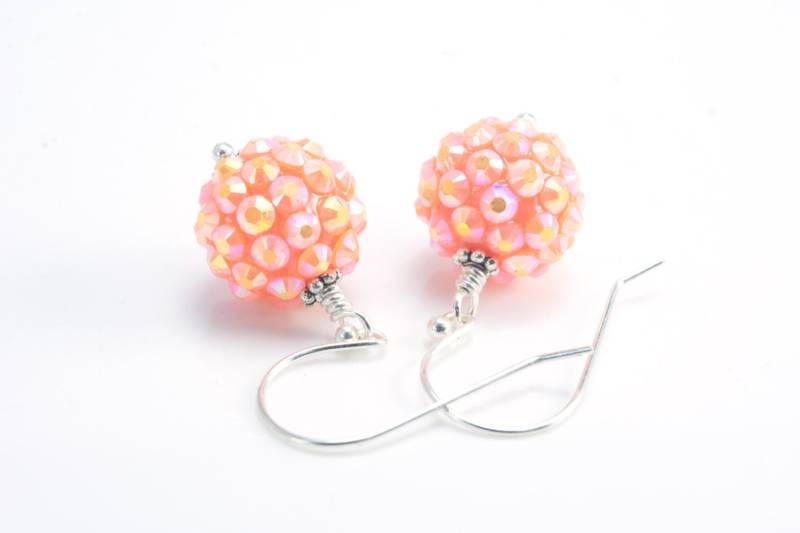 Rosa Acryl Baumeln Ohrringe - Handgefertigte Sterling Silber Schmuck Silber Ohrring Und Harz Runde Perlen Rosa Acryl Baumeln Ohrringe - Handgefertigte Sterling Silber Schmuck Silber Ohrring Und Harz Runde Perlen von VitaGems