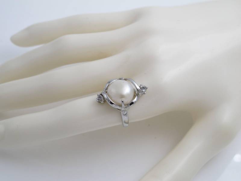 Weiße Perle Ring, Süßwasser Damen Messing Basis Dialekt Schmuck Braut Schmuck, Hochzeitsschmuck von VitaGems