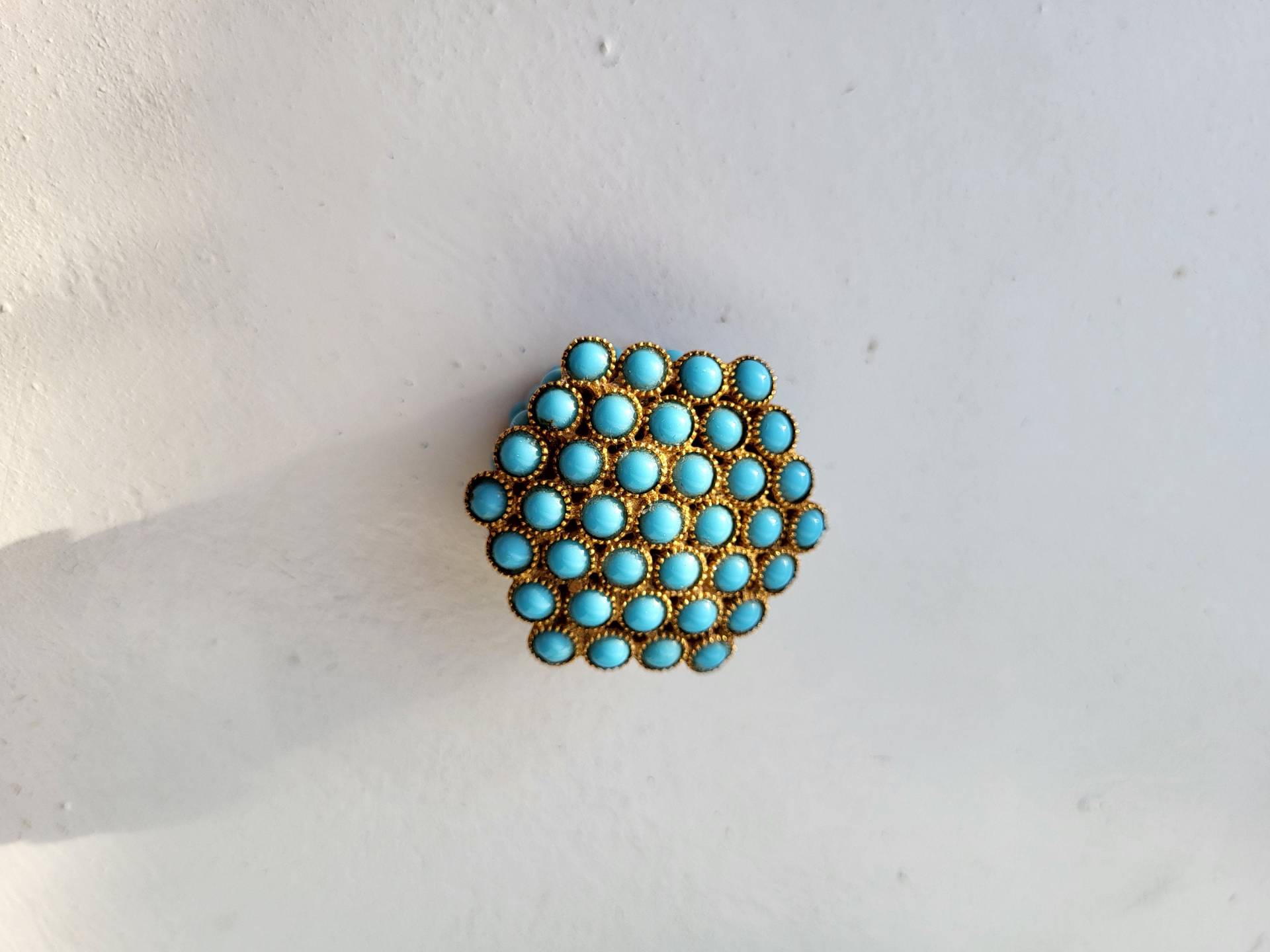 Türkisen Goldene Pillendose, Vintage Türkisen Goldene Pillendose, Vintage von VitaMonella