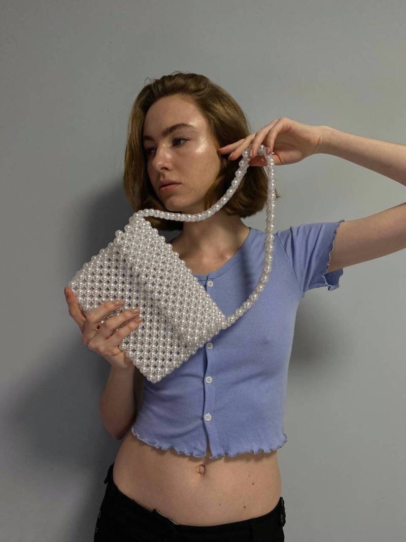Luxus Tasche Cottagecore Tote Frau Maßgeschneiderte Umhängetasche Perle Perlen Weiß Cross Körper Handtasche Jahrestag Geschenk Schultertasche von VitakaJewelry