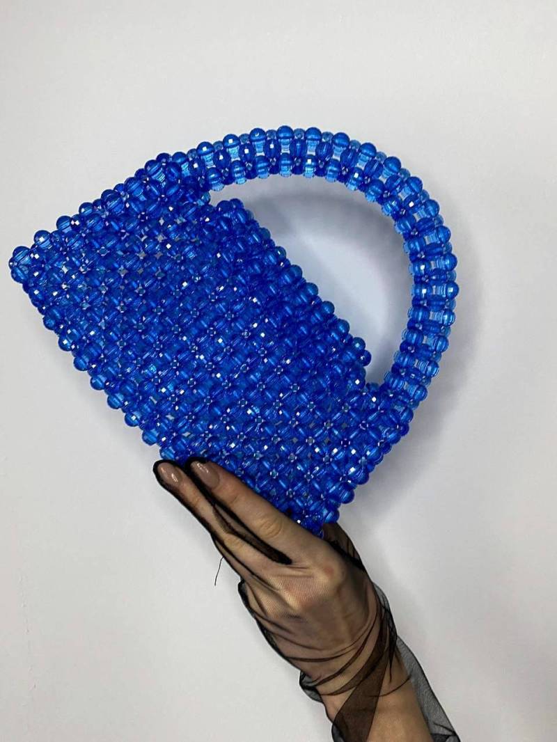 Personalisierte Kupplung, Probeessen Benutzerdefinierte Trauzeugin Perlen Abendtasche, Indigo Garnelen Magd in Der Ukraine Klare Geldbörse, Verkäufer von VitakaJewelry