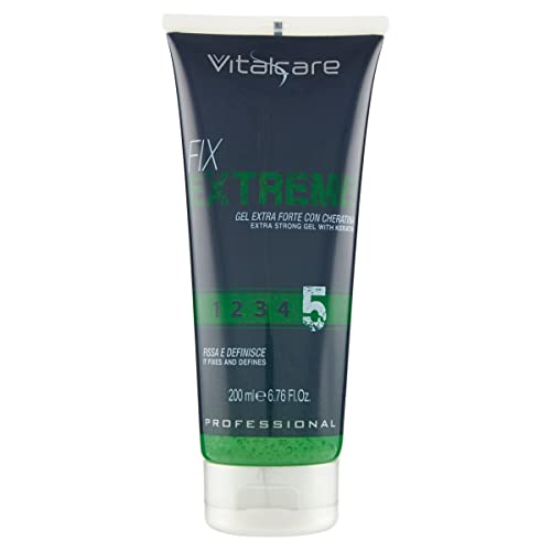 Vitalcare | Fix Extreme - Extrastarkes Gel, Gel mit starker Fixierung, fixiert und definiert Haare, Gel für Männer mit Keratin, hinterlässt keine Rückstände, 200 ml von Vitalcare