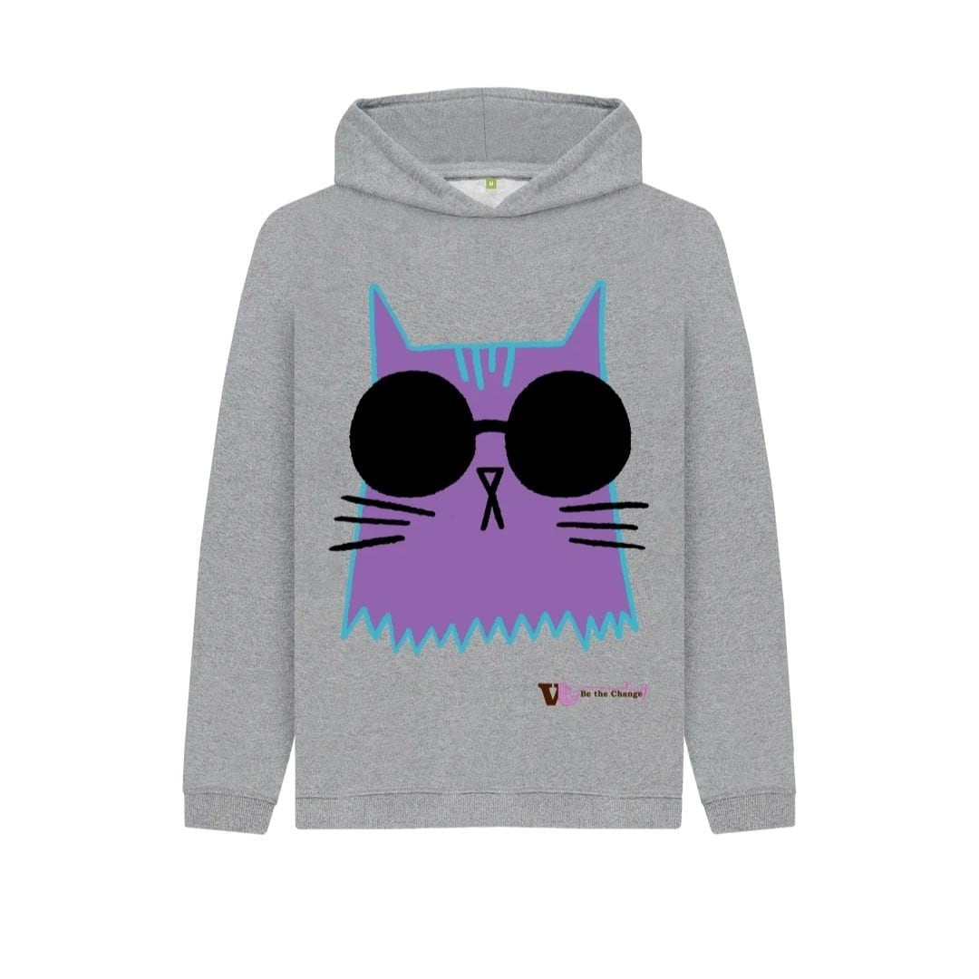 Katze Trägt Sonnenbrille Unisex Kinder Kapuzenpullover | Hergestellt Aus 100% Erneuerbaren Energien Gots Bio Zertifizierte Voll Kreisförmig von Vitalifethreads