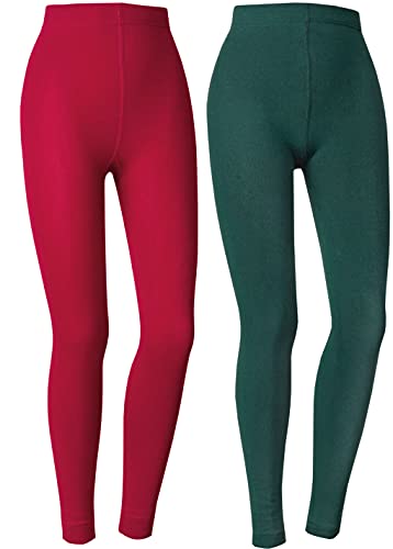 Vitasox 10740 Damen Thermo Leggings mit Innenfleece Thermoleggings schwarz warm Damenleggings Bordeaux&dunkelgrün L von Vitasox