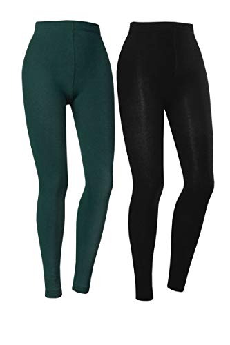 Vitasox 10740 Damen Thermo Leggings mit Innenfleece Thermoleggings schwarz warm Damenleggings schwarz&dunkelgrün XL von Vitasox