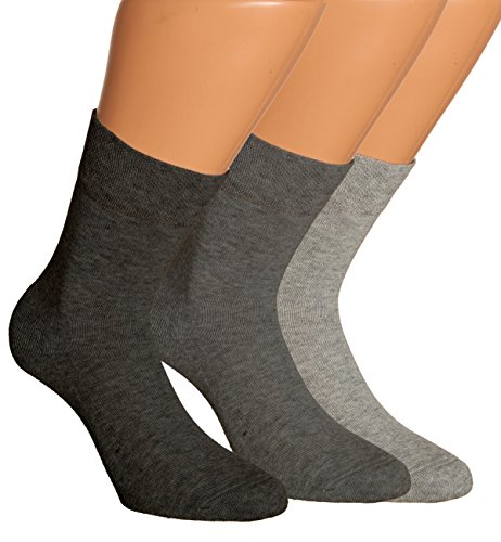 Vitasox 13307 Damen Wellness Socken Damensocken Baumwolle mit Frotteesohle einfarbig ohne Gummi silber 6er Pack 35/38 von Vitasox