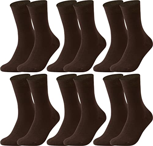 Vitasox 13316 Damensocken aus Baumwolle ohne Gummi und ohne Naht, hochwertige einfarbige Damen Socken, atmungsaktive Qualität mit weichem Bund für Frauen, braun, 6 Paar, 35-38 von Vitasox