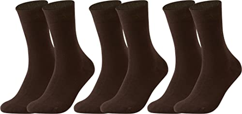 Vitasox 13316 Damensocken aus Baumwolle ohne Gummi und ohne Naht, hochwertige einfarbige Damen Socken, atmungsaktive Qualität mit weichem Bund für Frauen, braun, 3 Paar, 35-38 von Vitasox