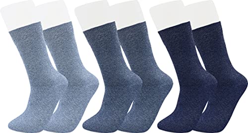 Vitasox 13317 Damensocken aus Baumwolle ohne Gummi und ohne Naht, hochwertige einfarbige Damen Socken, atmungsaktive Qualität mit weichem Bund für Frauen, Jeans-Töne 3 Paar, 35-38 von Vitasox