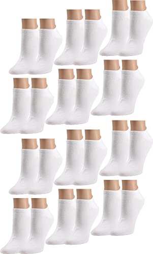 Vitasox Unisex Kurze Komfort Baumwoll Sneaker Socken in verschiedenen Farben, Klassisch Weiß, White, Classic, Basics, Luxustrumpf, Leichte Sommer Sneakersocken ohne Naht, 12 Paar, 39-42 von Vitasox