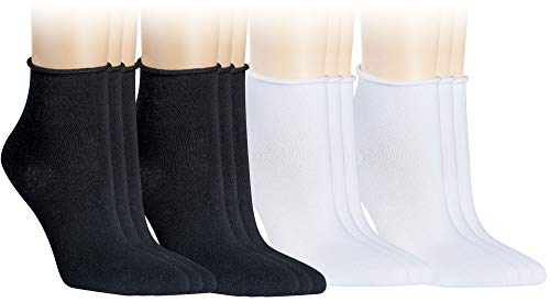 Vitasox 15264/65 Damen Socken Kurzsocken Rollrand einfarbig Schwarz & Weiß 12 Paar 39/42 von Vitasox