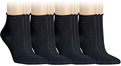 Vitasox 15264 Damen Socken Kurzsocken Rollrand einfarbig Schwarz 12er Paar 35/38 von Vitasox