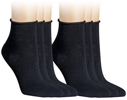 Vitasox 15264 Damen Socken Kurzsocken Rollrand einfarbig Schwarz 6er Paar 39/42 von Vitasox