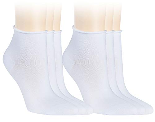 Vitasox 15265 Damen Socken Kurzsocken Rollrand einfarbig Weiß 6er Paar 35/38 von Vitasox