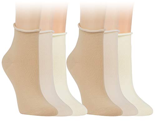 Vitasox 15266 Damen Socken Kurzsocken Rollrand einfarbig helle Natur-Töne 6 Paar 39/42 von Vitasox