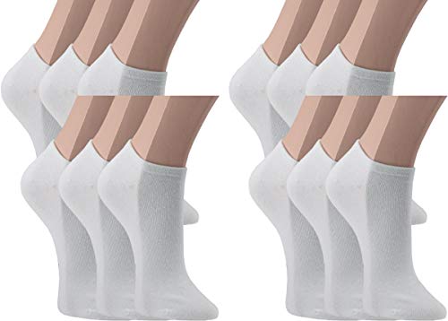 Vitasox 15269 Damen Kurzsocken Baumwolle Sneakersocken uni Damensocken ohne Naht weiß 12er Pack 35/38 von Vitasox