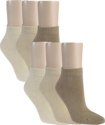 Vitasox 15270 Damen Kurzsocken Baumwolle Sneakersocken uni Damensocken ohne Naht Natur-Töne 6er Pack 39/42 von Vitasox