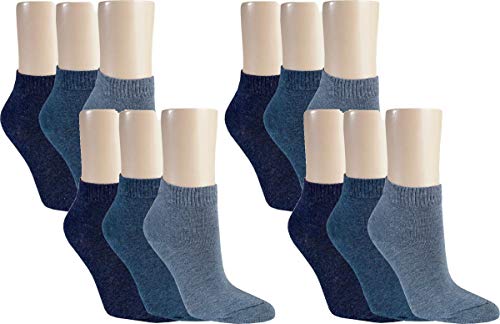 Vitasox 15277 Damen Kurzsocken Baumwolle Sneakersocken uni Damensocken ohne Naht Jeans-Töne 12er Pack 39/42 von Vitasox