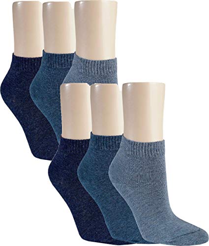 Vitasox 15277 Damen Kurzsocken Baumwolle Sneakersocken uni Damensocken ohne Naht Jeans-Töne 6er Pack 35/38 von Vitasox