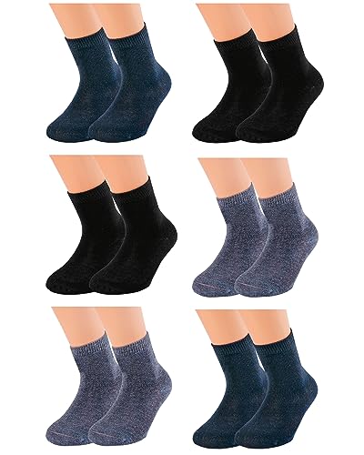 Vitasox 21096 Kinder Jungen Mädchen Socken Kindersocken Kindersöckchen Baumwolle einfarbig bunt ohne Naht 6er Pack 31/34 von Vitasox